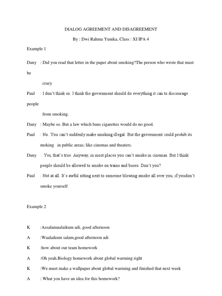 Contoh Percakapan Agreement – Beinyu.com