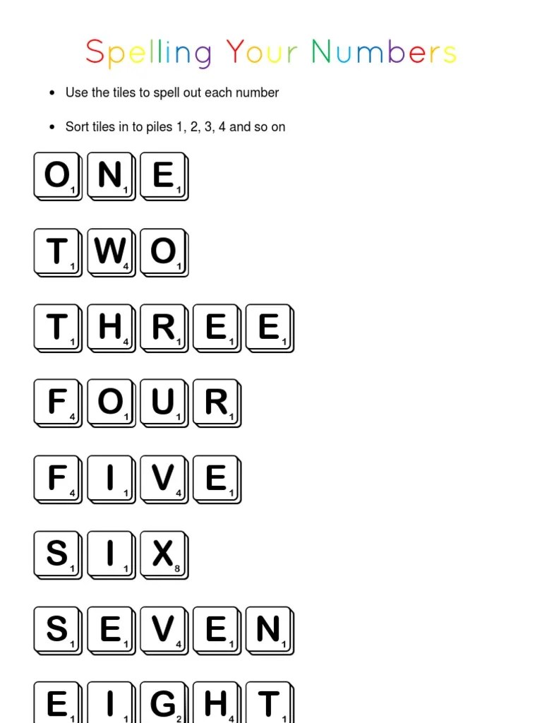 one two three four five six seven eight use the tiles to spell out