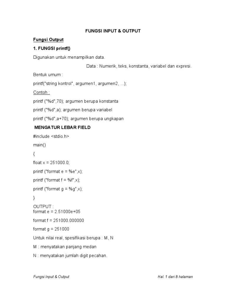 Fungsi Input Output | PDF