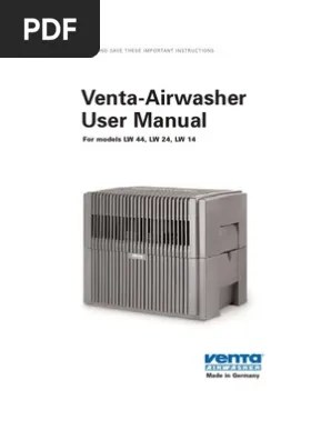 Before reading, please unfold the user manual to reveal pictures. Venta Airwasher User Manual Lw 44 Lw 24 Lw 14 Pdf Water Nature