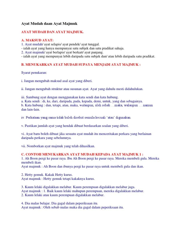 Kenal pasti rangkai kata, istilah, dan ungkapan yang terdapat dalam bahan dan gunakannya dalam perbualan. Ayat Mudah Daan Ayat Majmuk Pdf