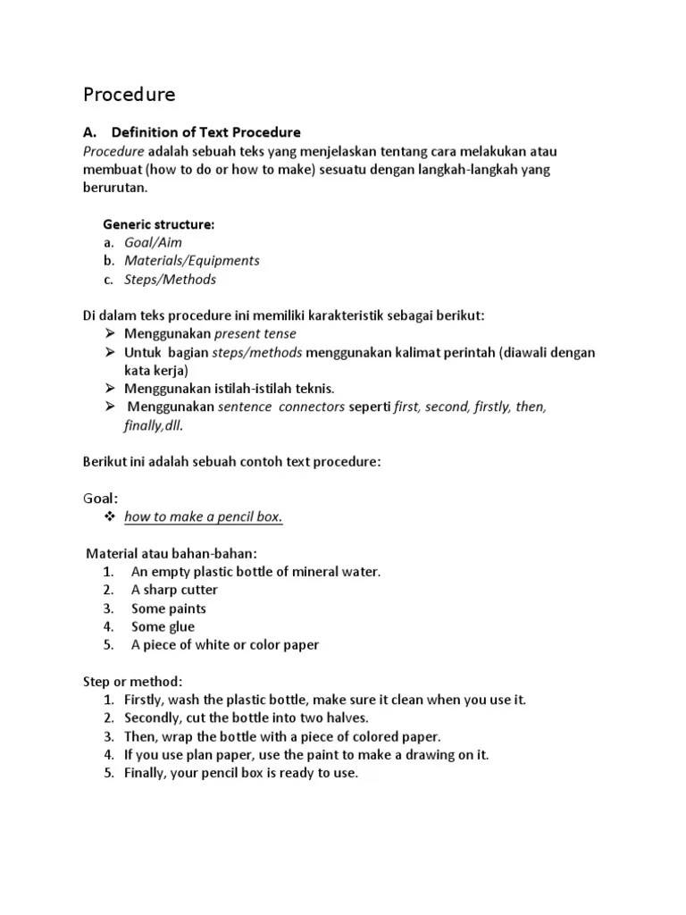 Contoh Text Procedure Adalah