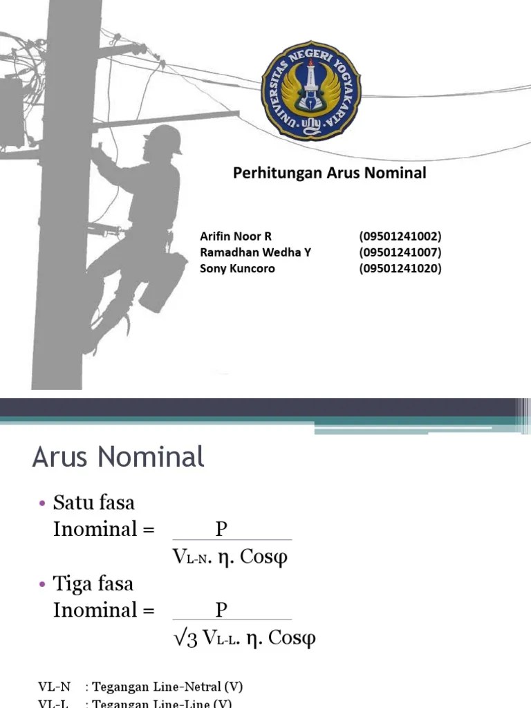 Kha (kemampuan hantar arus) arus nominal 1 fase : Arus Nominal Pdf