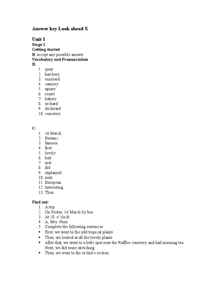 Download soal dan kunci jawaban tpmbk kota yogyakarta tahap 1 bahasa inggris tahun 2018. Answer Key Lookahead X Pdf Traffic Nature