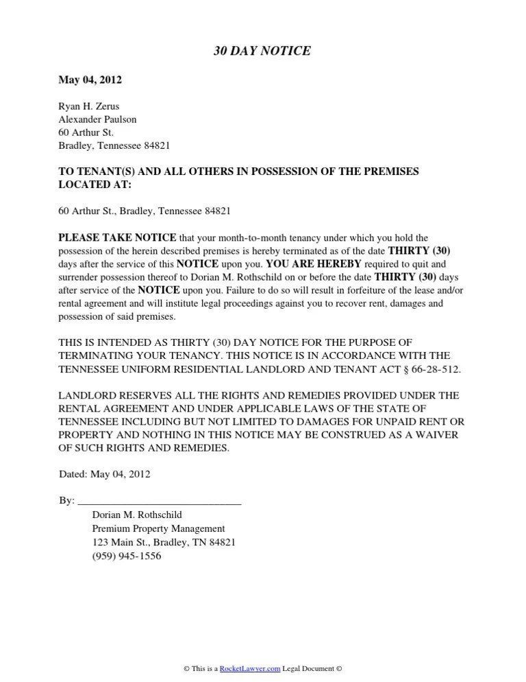 tennessee eviction notice