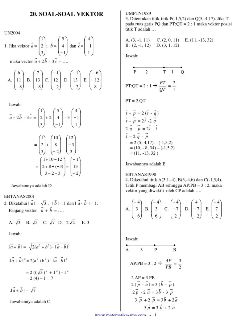 Contoh Soal Dan Pembahasan Vektor Kelas Xii