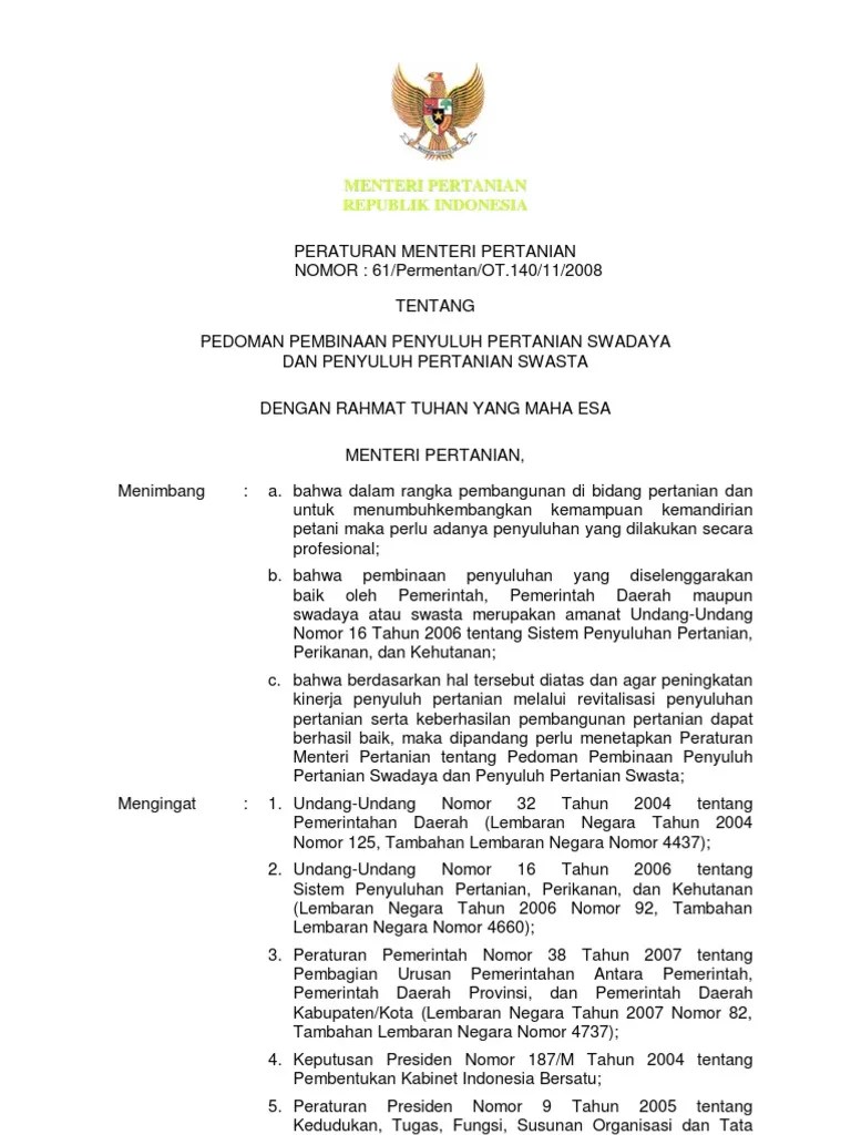 PP Tentang Penyuluh Pertanian Swasta | PDF