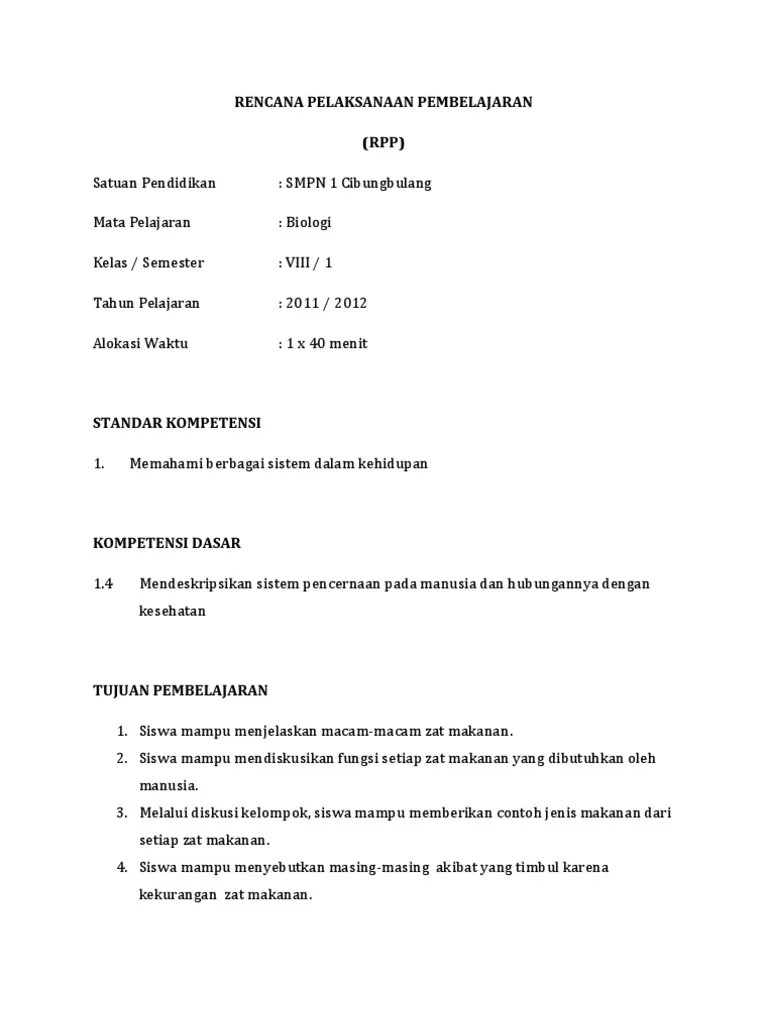 RPP Zat Makanan | PDF