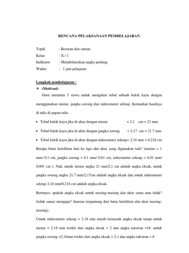 RPP Angka Penting | PDF