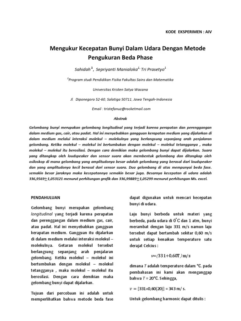 Paper Kecepatan Bunyi Di Udara | PDF