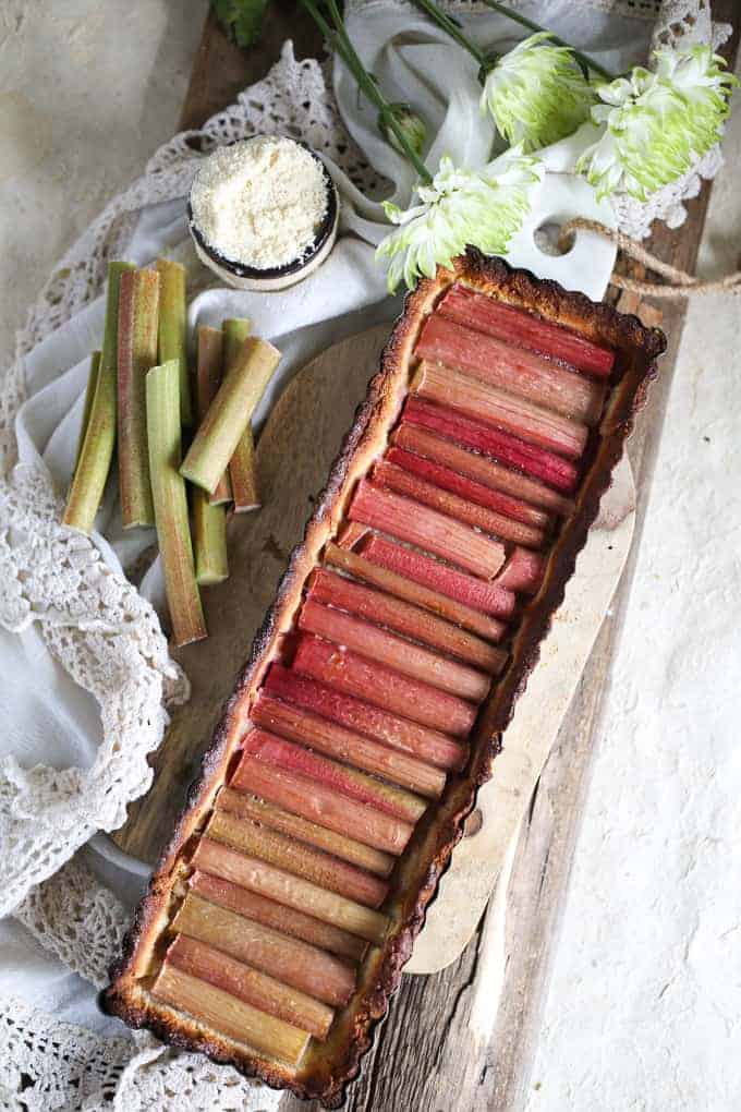 Almond Flour Rhubarb Tart with Honey