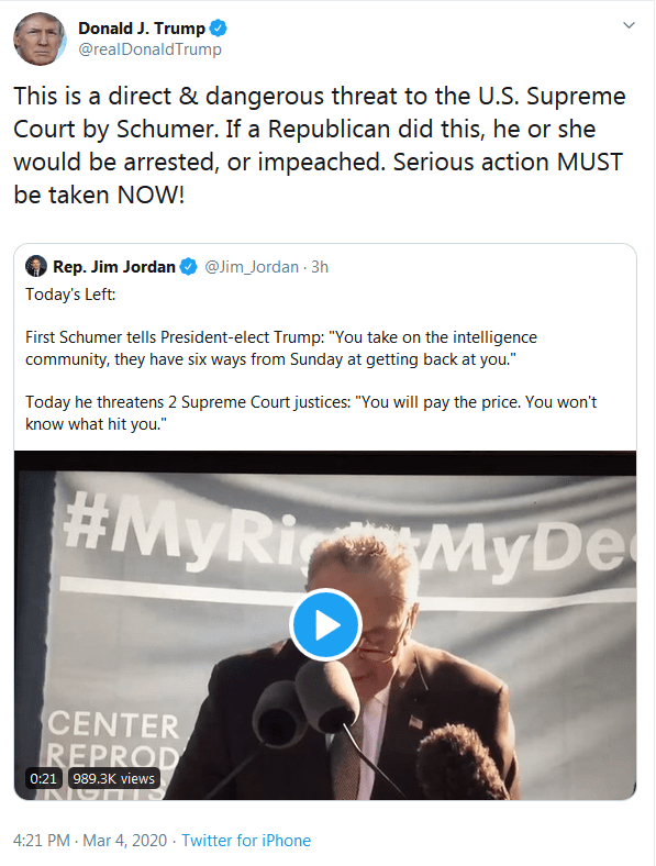 Democrats Issue Death Threat Against Trump Justices In United States Supreme Court The Impious