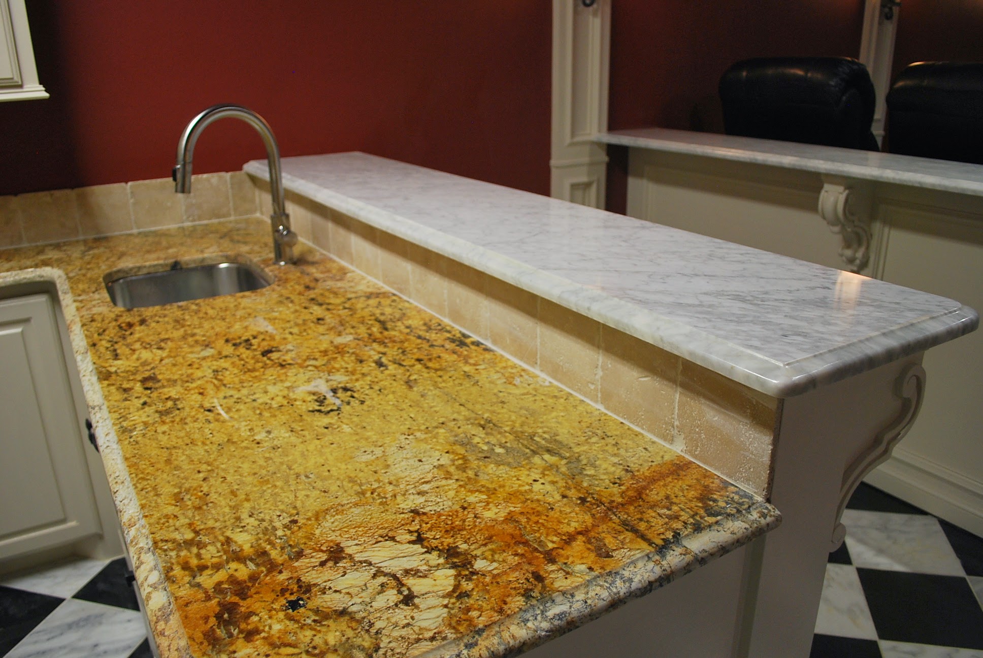 Carrara Marble and Taupe Gold Countertop – Indus Stone