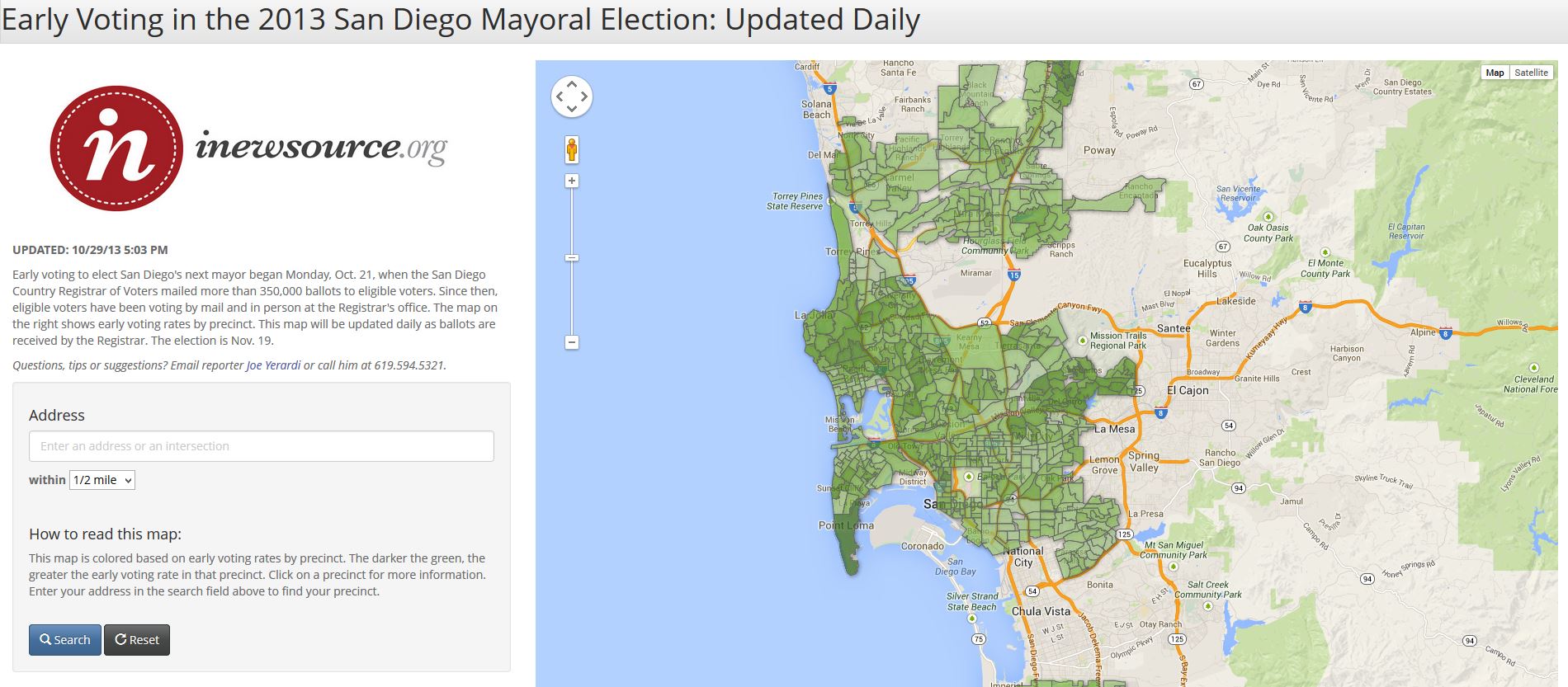 Early Voting in the 2013 San Diego Mayoral Election Updated Daily