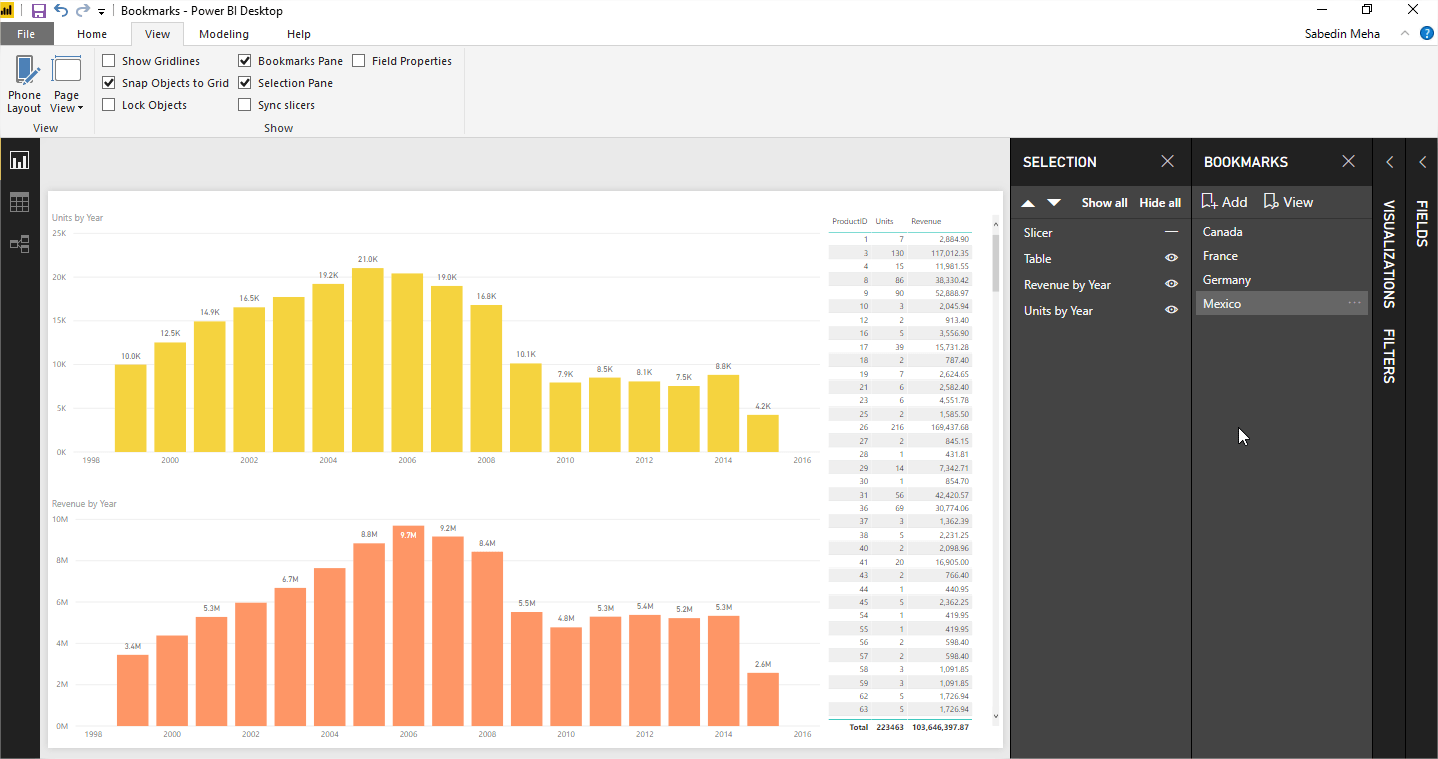 How to Create Power BI Bookmarks Tutorial