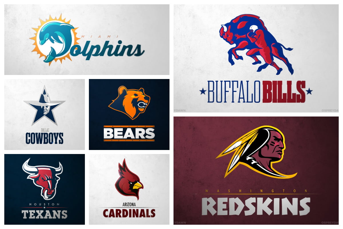 Individual Nfl Teams Logos . Nfl Redesigned 32 Fresh Football Team Logos Inspirationfeed