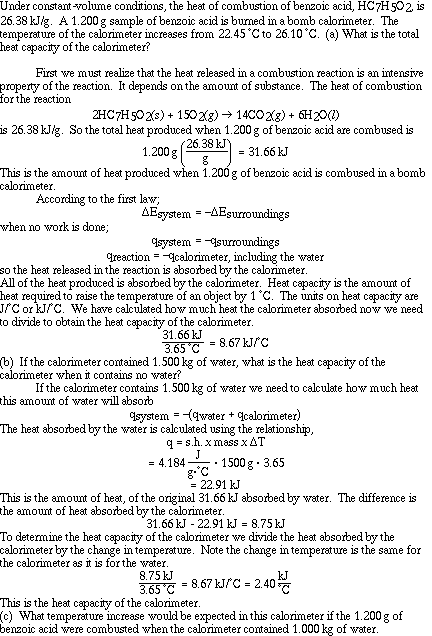For problems the problems below, use the formula to calculate the change in heat energy of one. Chapter 5 Thermochemistry