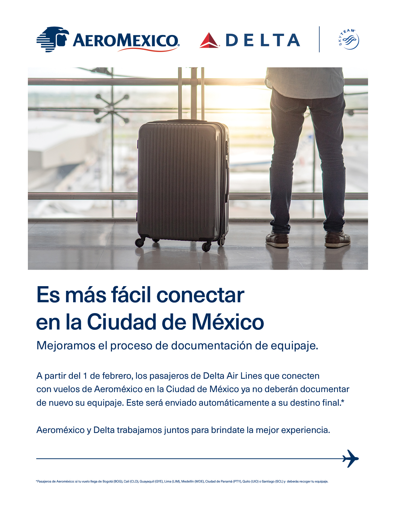 Aeroméxico elimina maleta de mano en tarifa más económica