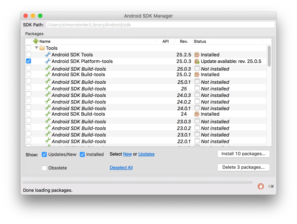 Setup Android Studio SDK Manager