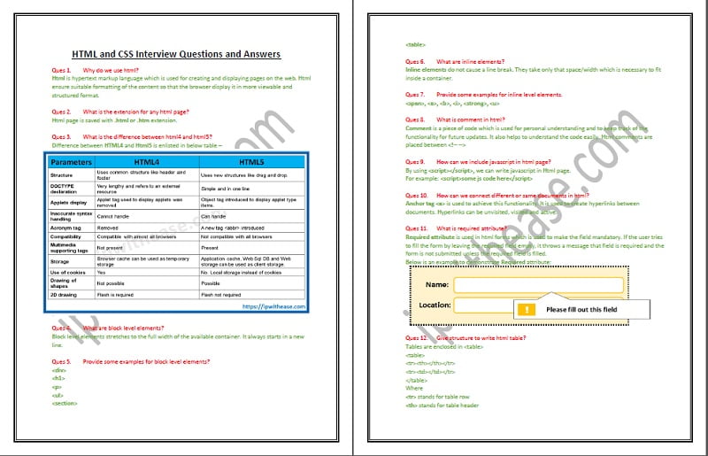 HTML and CSS Interview Questions & Answers - IP With Ease
