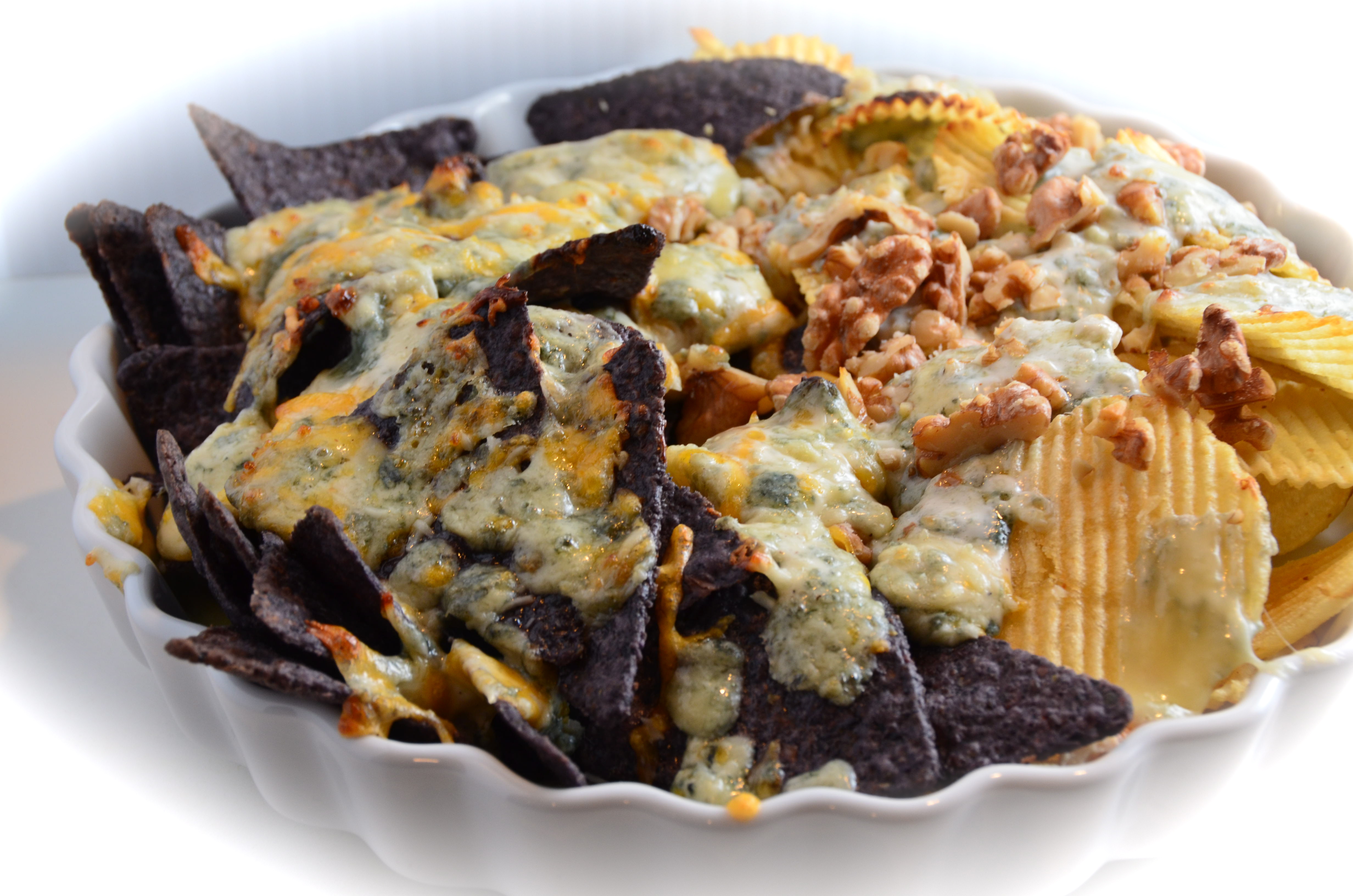 Blue Cheese Nachos Two Ways. Psychelectric Rock Courtesy Of Jim From