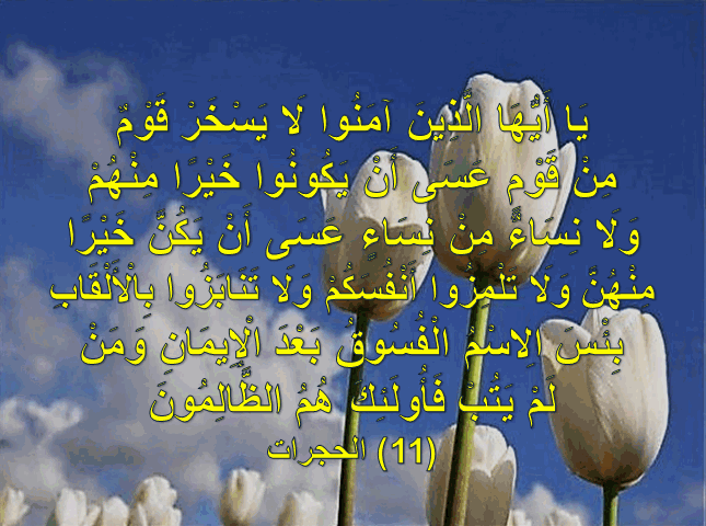 ي ا أ ي ه ا ال ذ ين آم ن وا ل ا ي س خ ر ق و م م ن ق و م