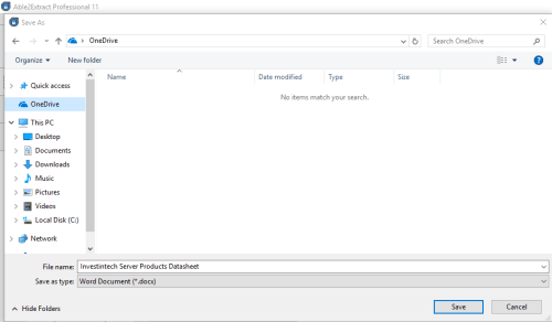 Convert PDF with Able2Extact: save conversion