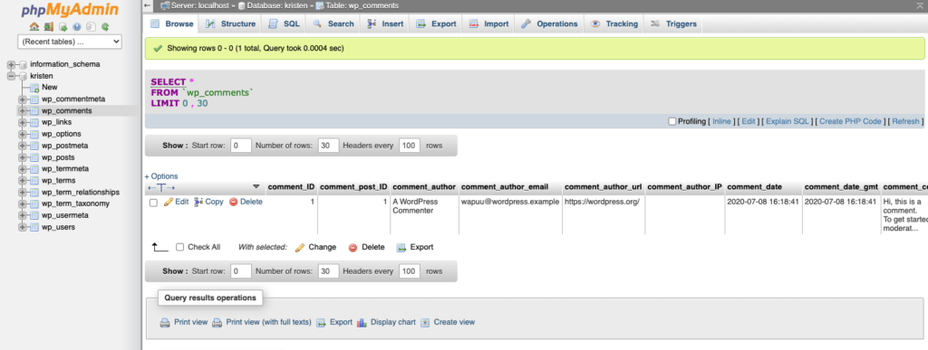 The wordpress database is a mysql database that stores your website's data into tables, rows and columns. The WordPress Database Explained