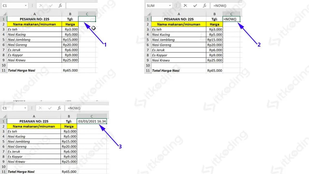 Fungsi NOW di Microsoft Excel (Cara & Contoh Rumus NOW)