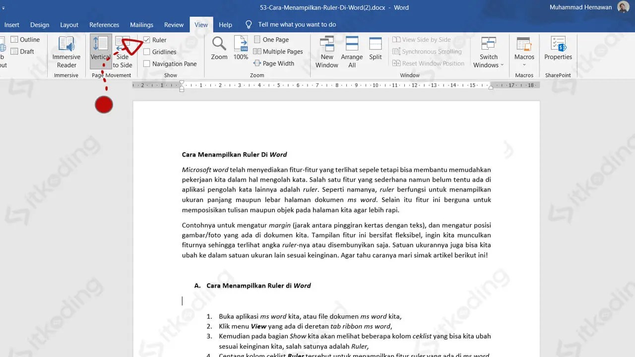 Cara Menampilkan Ruler (Penggaris) di Word yang Hilang