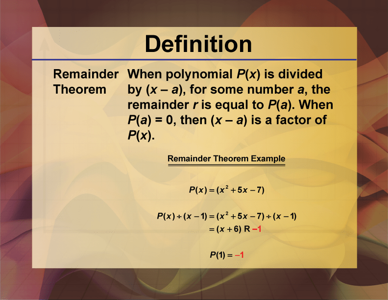 No worries—we know its name sounds scary. Remainder Theorem Definition Formula And Examples It Lesson Education