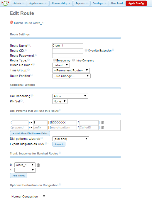 Outgoing calls from extensions to PSTN Line