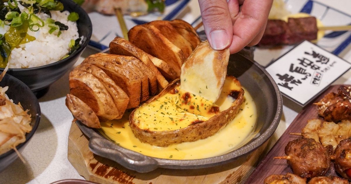 燒鳥串道 |台中勤美綠園道平價串燒店，激推起司牛奶馬鈴薯，內用還茶泡飯、柴魚醬油拌飯無限量吃到飽！