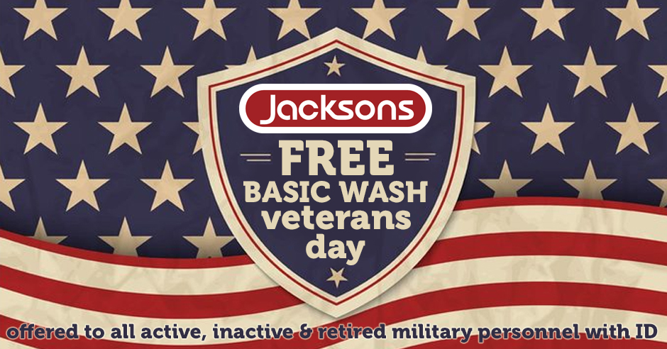 Visit the grace for vets website . Free Full Service Car Wash For Veterans Jacksons Carwash