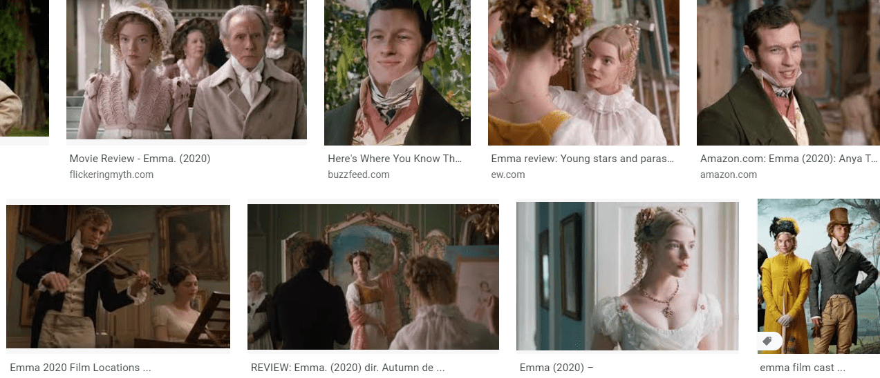 Mia goth harriet smith ; Fun With Emma 2020 A Look Back Jane Austen S World