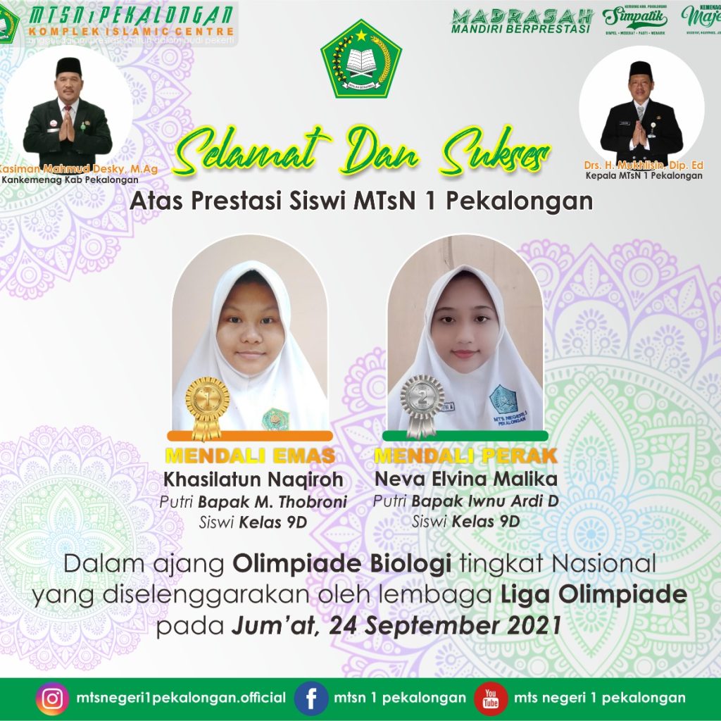 Dua Siswi MTs N 1 Pekalongan Raih Prestasi Di Ajang Olimpiade Biologi  Tingkat Nasional – Kantor Wilayah Kementerian Agama Provinsi Jawa Tengah