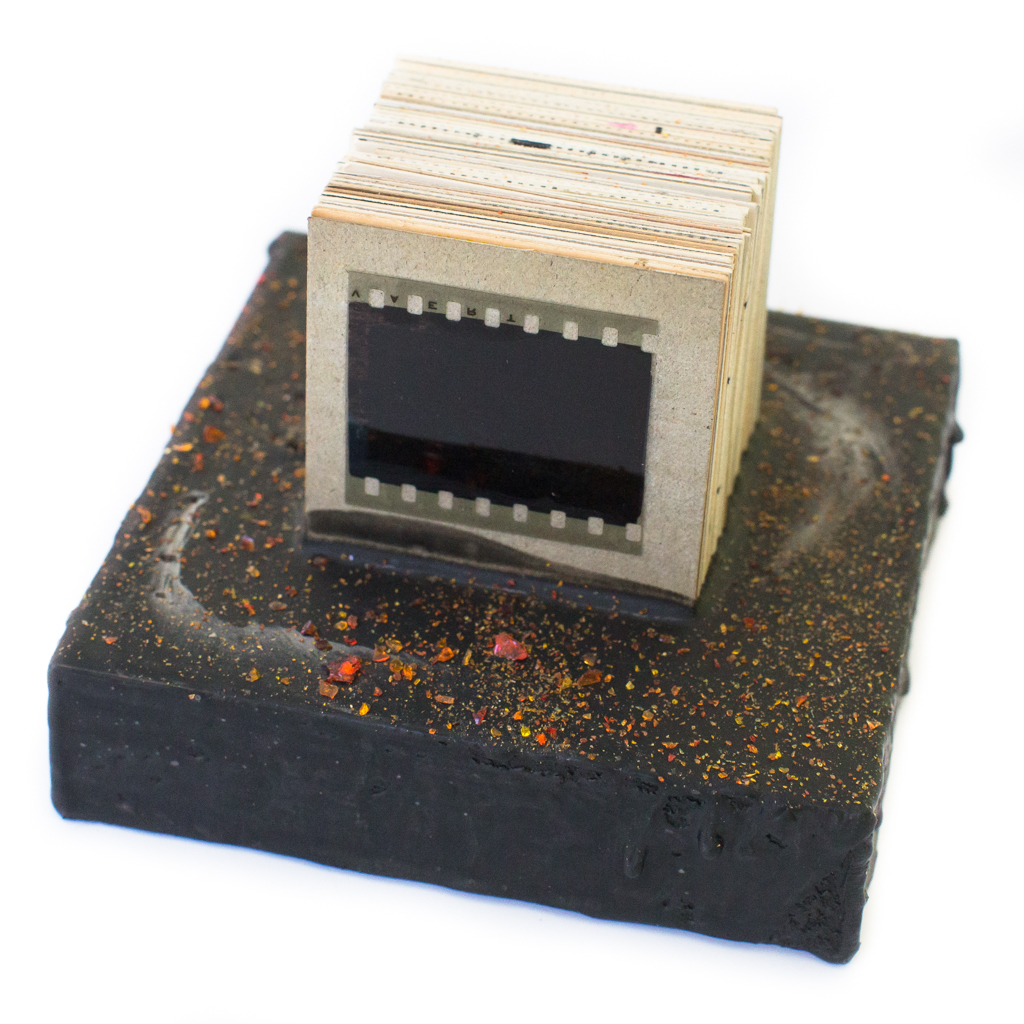 Cradled Wood Panel - Encaustic - 35mm Slides - Glass - 4x4x3 inches - 2016