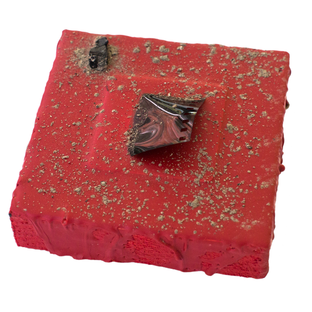 Cradled Wood Panel - Encaustic - 35mm Slide - Cinders - 4x4x1 inches - 2016