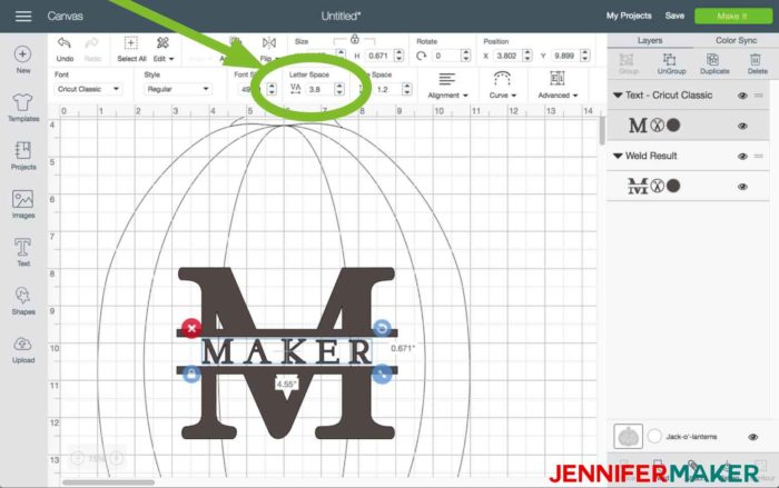 To do this, click text on the left side and type your main/big word(s) or name(s) in all capital letters. Cricut Split Monogram Tutorial Free Svg Jennifer Maker