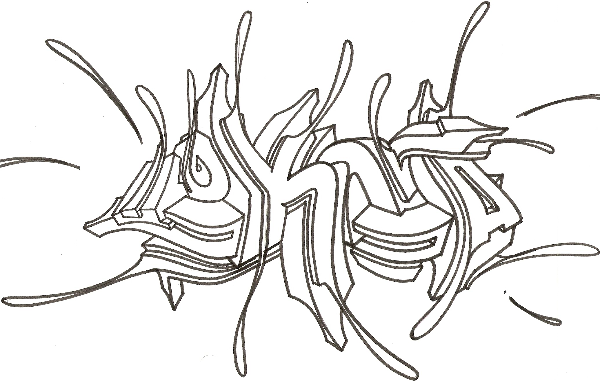 New Stylish Graffiti Graffiti Outlines