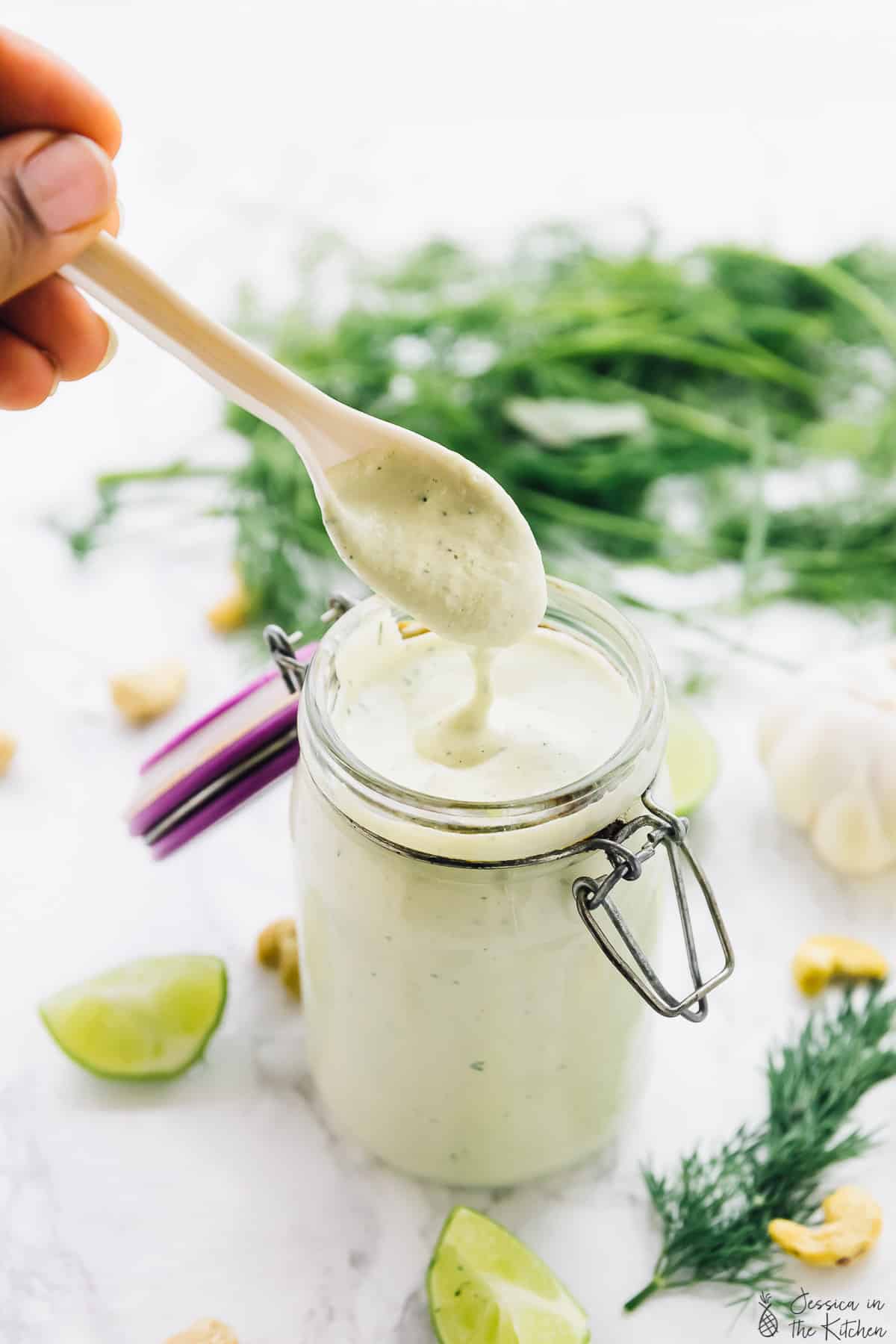 Creamy, herby, perfect as a dip, and great on potatoes, too! Vegan Ranch Dressing Oil Free Jessica In The Kitchen
