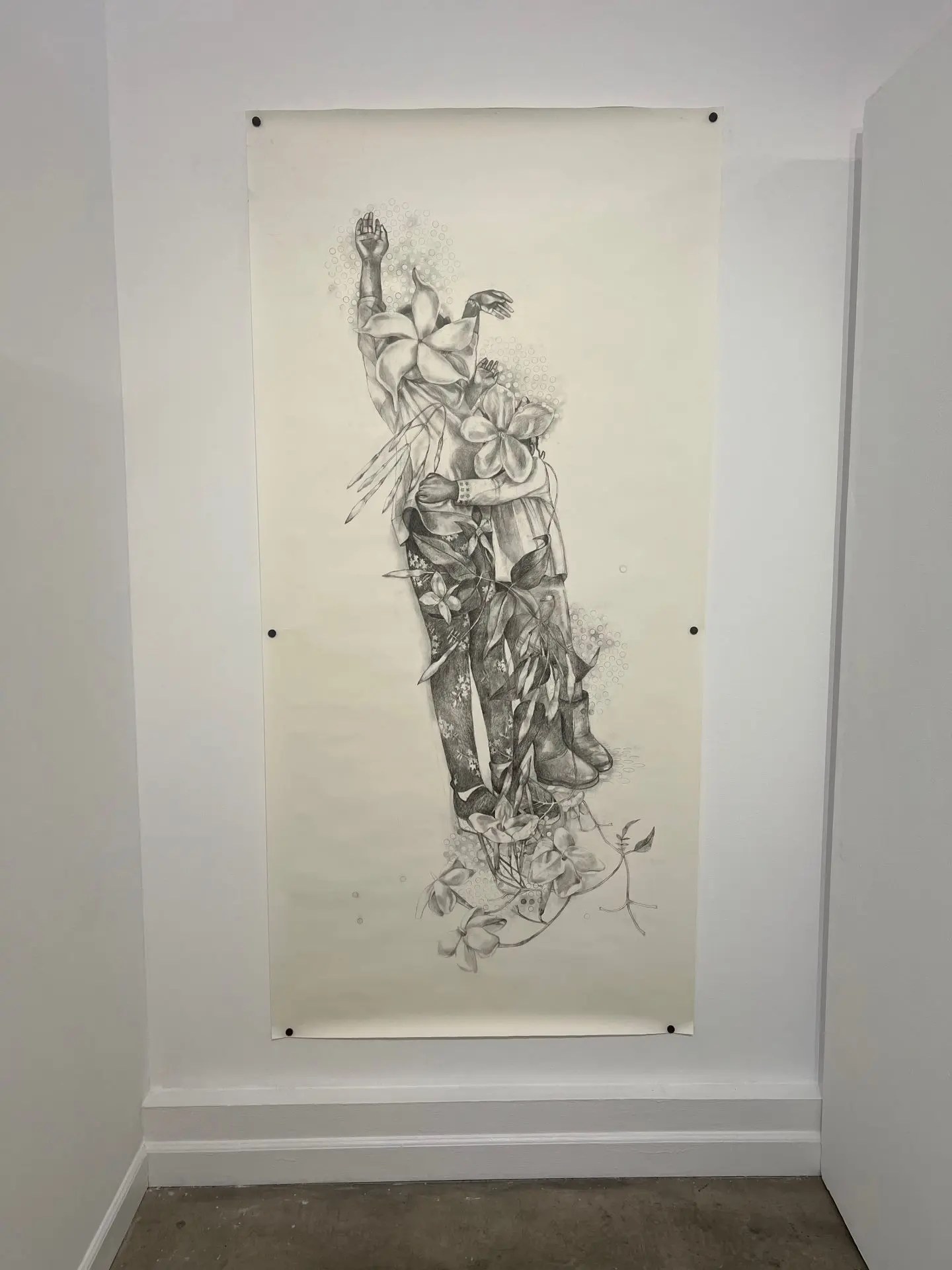Sampaguita and Jasmine, 108" x 48", graphite on paper
