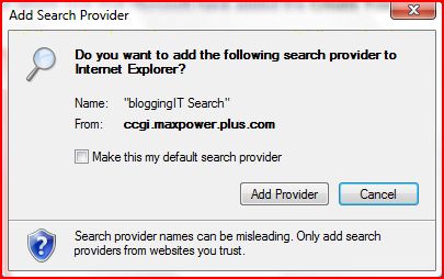 Add Search Provider dialog