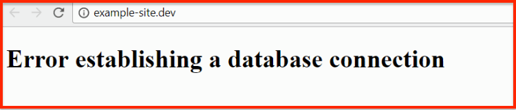 Error connecting to database. Error establishing a database connection.