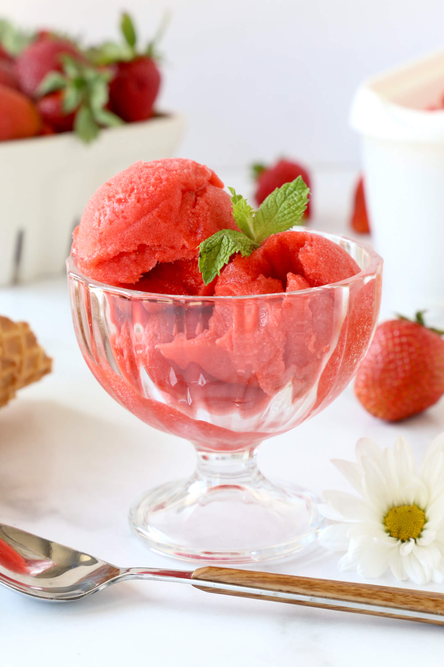 The cool, creamy pudding pairs well with the angel food cake and strawberries. Easy Homemade Strawberry Sorbet Joy Oliver