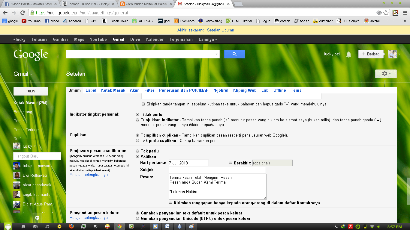 Cara membalas email panggilan interview melalui email beserta contoh balasan undangan interviewplaylist terpopuler :kumpulan penipuan . Cara Mudah Membuat Balasan Email Otomatis Pada Gmail Belajar Ngeblog Bersama