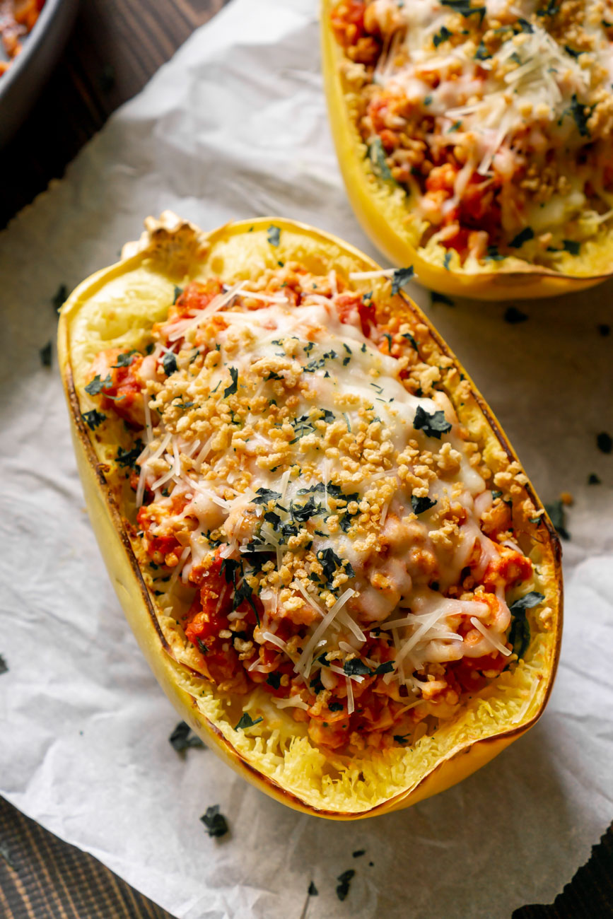 Spaghetti Squash Lasagna Boats