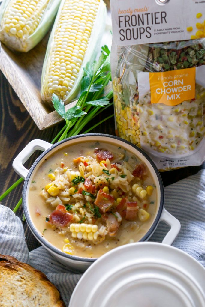 corn chowder with frontier soup packet.