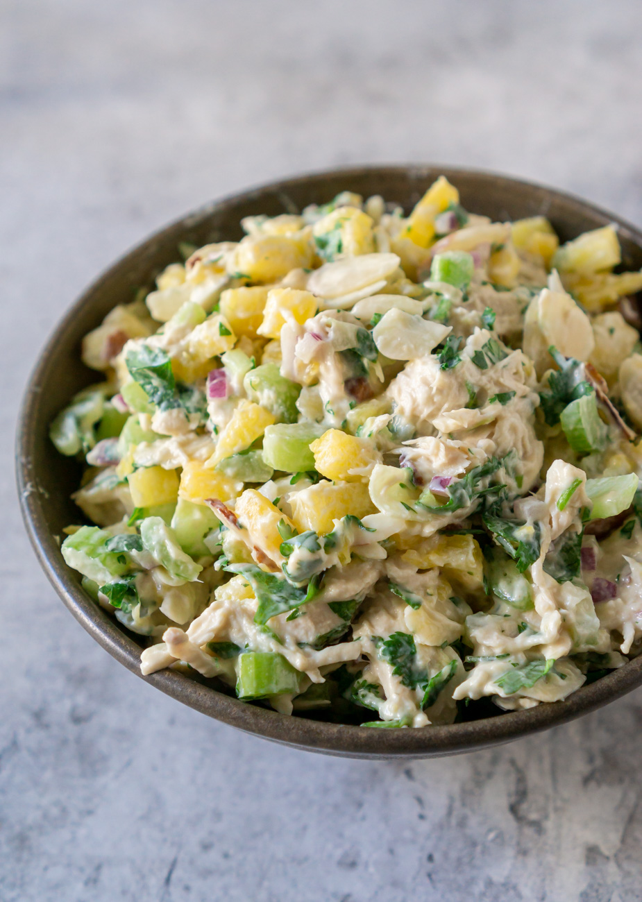 pineapple chicken salad in a bowl