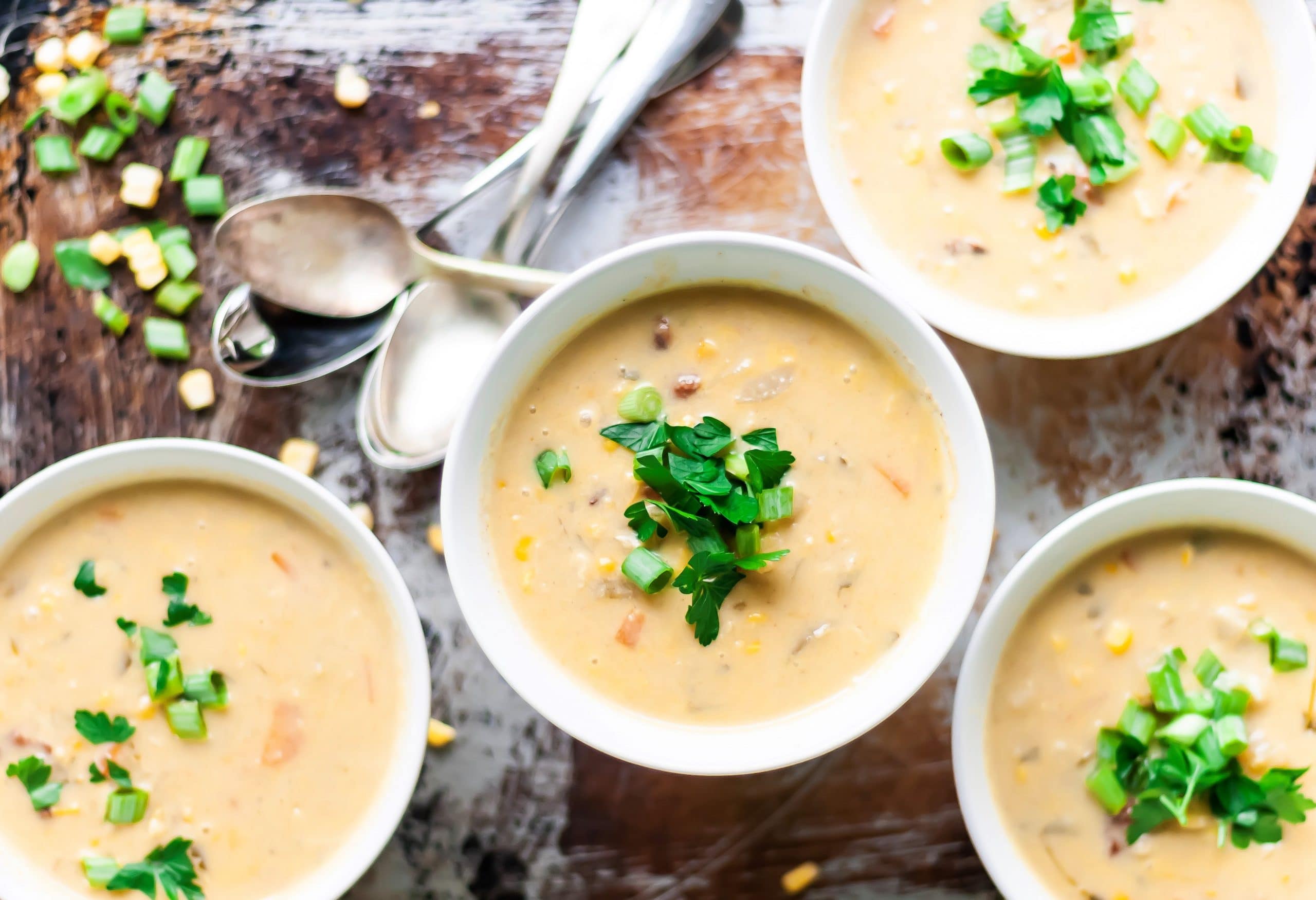 Summer? Fall? Kinda. Time for creamy corn chowder. Kate the baker
